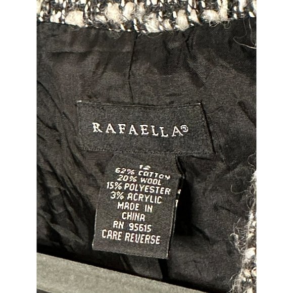 Rafaella Ladies Button Down Wool Blend Career Layering Black White Jacket SZ 12 - Picture 5 of 6